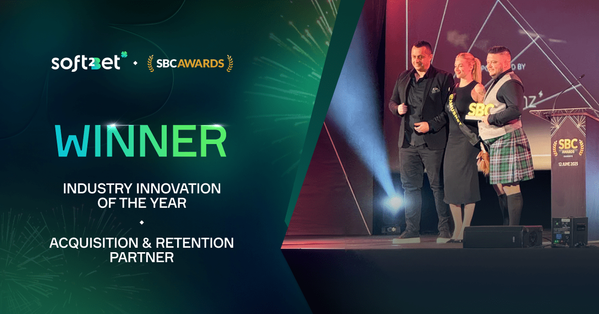 soft2bet-named-acquisition-&-retention-partner-and-industry-innovator-of-the-year-by-sbc-europe-awards-2025